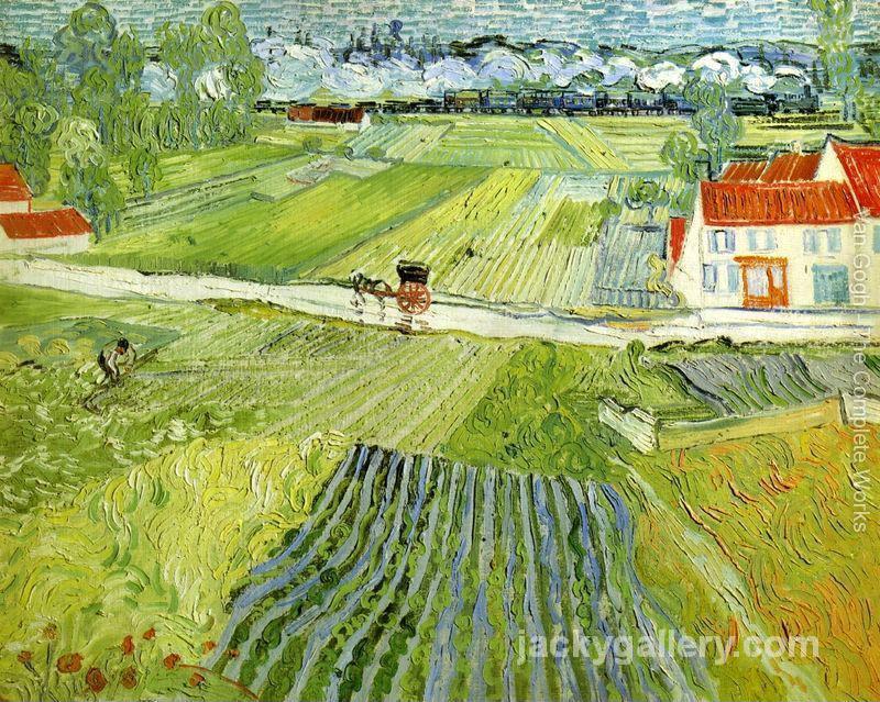 Landscape With Carriage And Train In The Background, Van Gogh painting